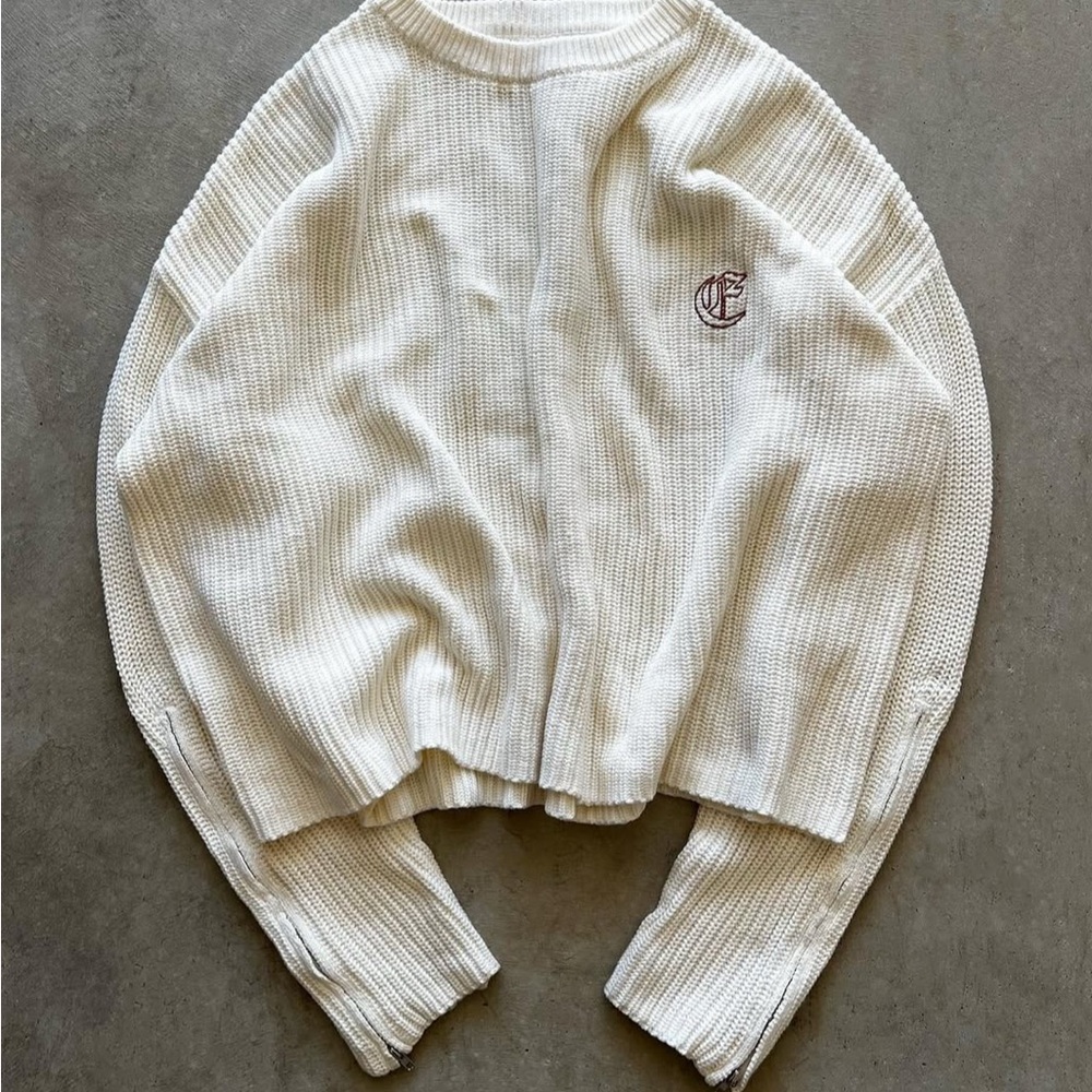 ELYSIAN CLO SEAMLESS Cream Ribbed Knit Sweater NWOT (S), men’s , unisex